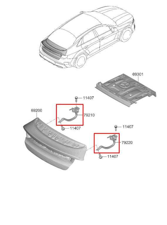 2021-2024 Kia K5 GT-Line Rear Right and Left Side Trunk Deck Lid Hinge Set - Alshned Auto Parts
