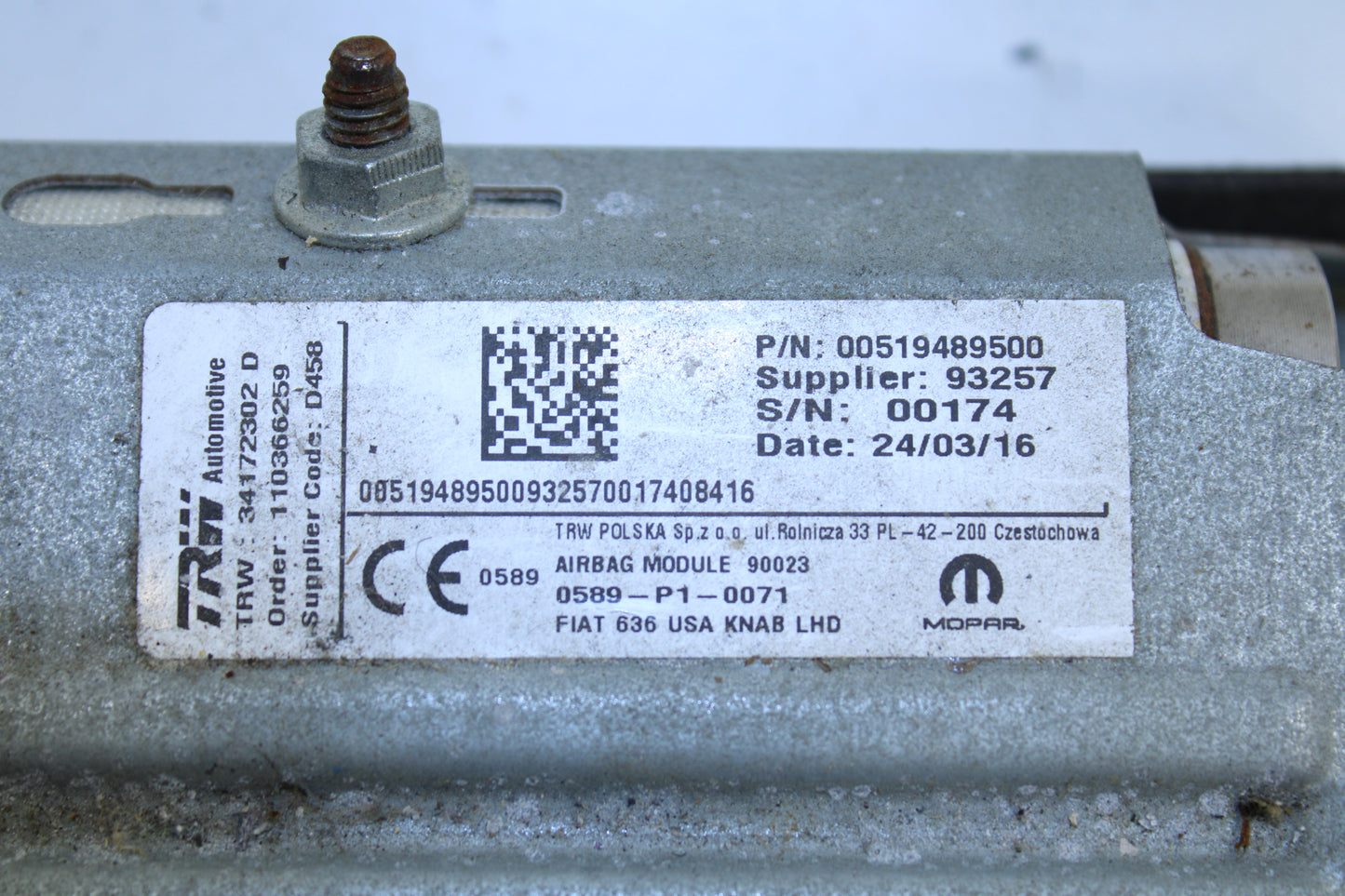 2015-2022 RAM Promaster City Front Left Driver Side Lower Dash Knee Air Bag 68405396AA OEM - Alshned Auto Parts