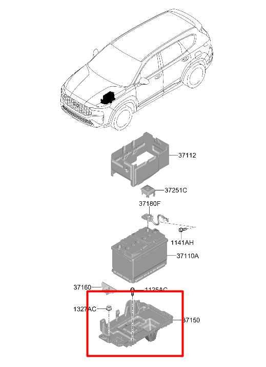 21-23 Hyundai Santa Fe SEL 2.5L Battery Tray Holder Bracket Support 37150-P2000 - Alshned Auto Parts