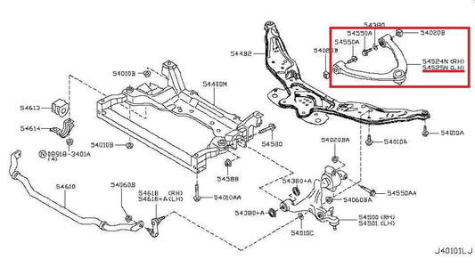 14-17 Infiniti QX50 AWD Front Left Driver Side Upper Control Arm 54525-JL00C OEM - Alshned Auto Parts