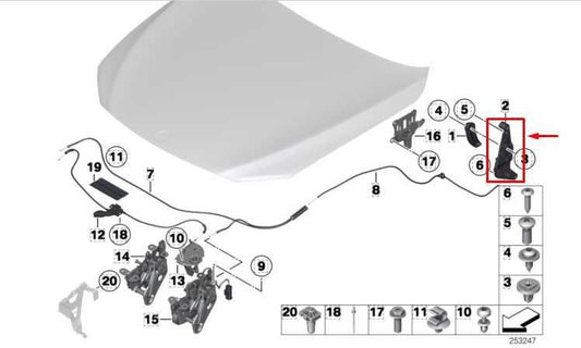 2010-15 BMW 750I xDrive Hood Bracket Lock Latch Release Cable 51239114002 OEM - Alshned Auto Parts