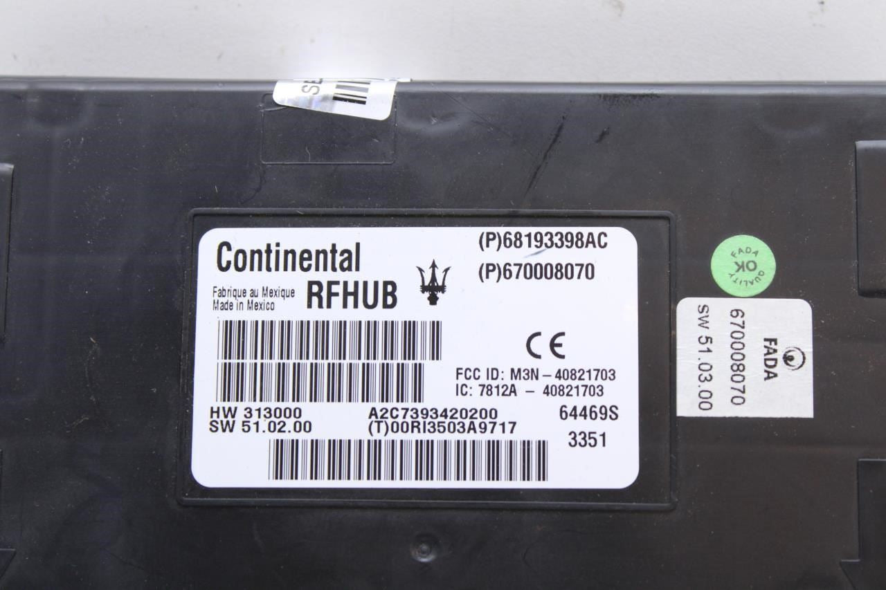 2014-2017 Maserati Ghibli Theft-Locking Keyless Entry Control Module 68193398AC - Alshned Auto Parts