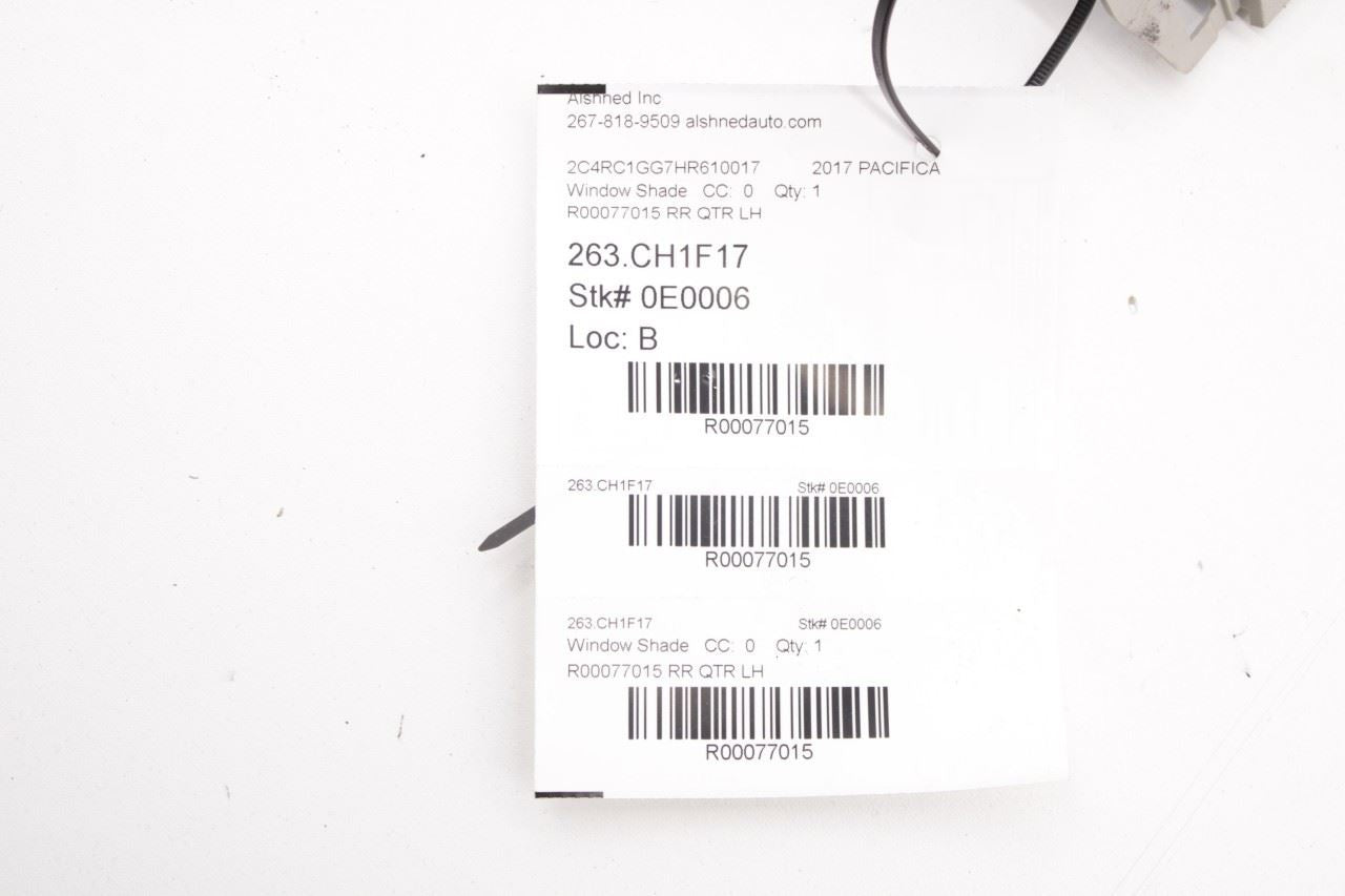 17-20 Chrysler Pacifica Limited Rear Driver Left Quarter Panel Window Sun Shade - Alshned Auto Parts