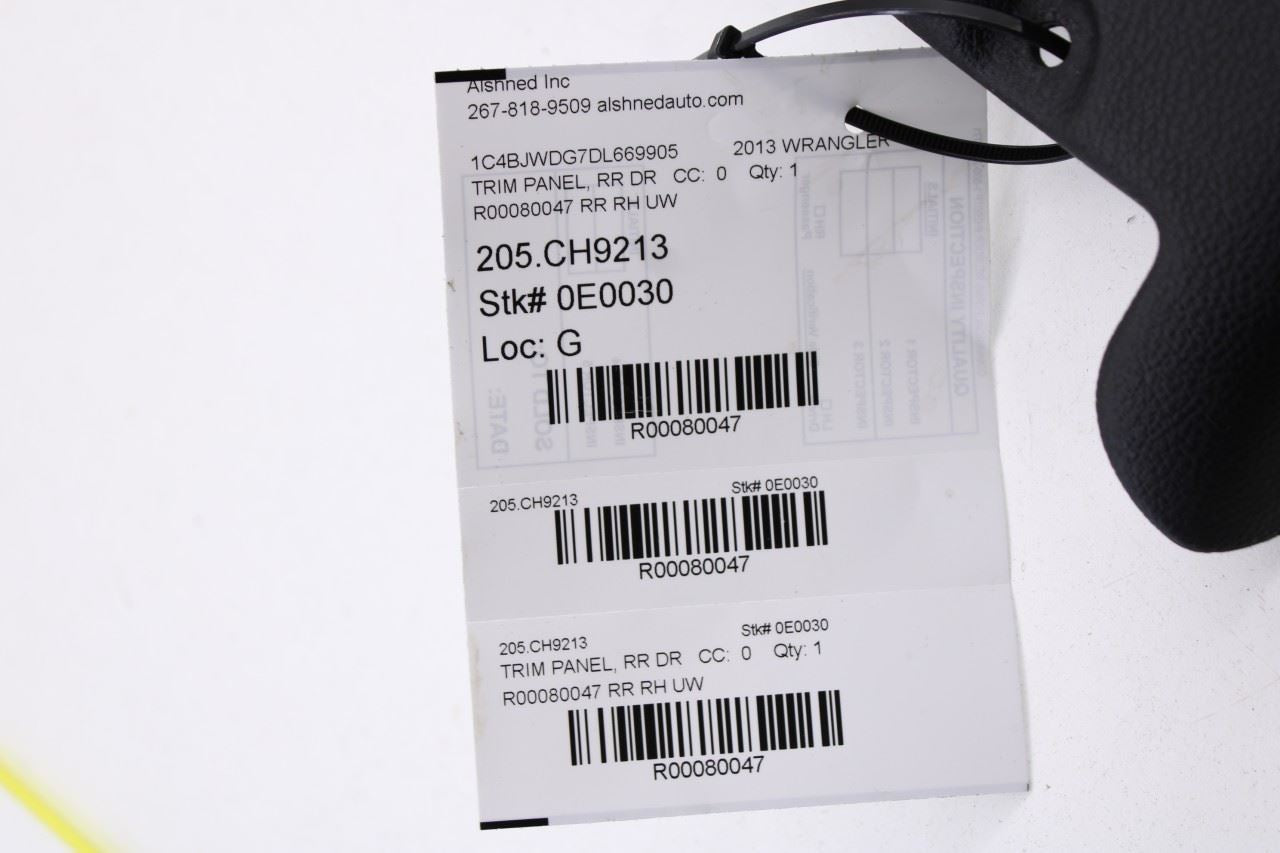 2011-17 Jeep Wrangler Unlimited Sport Rear Right Side Door Trim Panel 1QJ38TRMAC - Alshned Auto Parts
