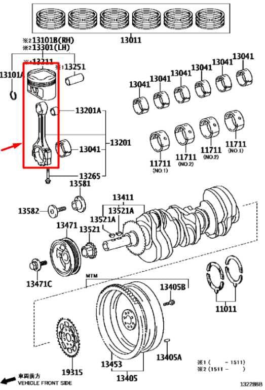 16-23 Toyota Tacoma SR5 3.5L Engine Piston with Connecting Rod Set 6 13101-0P0401