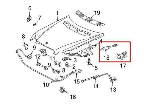 2006-09 Mercedes-Benz CLK Front Right and Left Side Hood Hinge w/ Lift Cylinder1