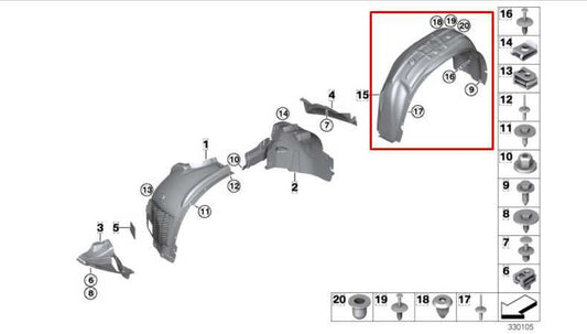 2014-2018 BMW X5 xDrive35i Rear Left Wheelhouse Liner Splash Shield 51487290669 - Alshned Auto Parts