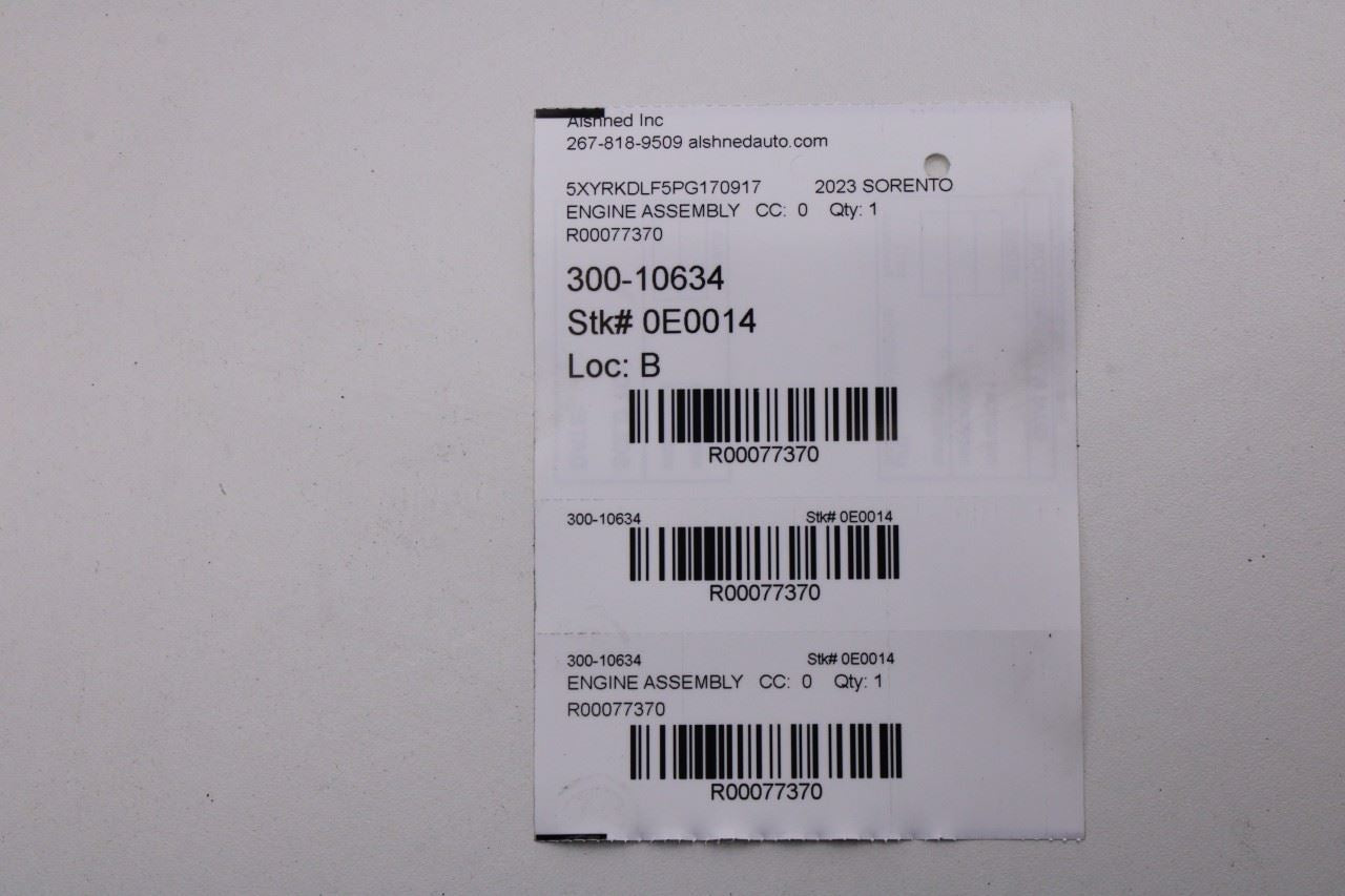 21-23 KIA Sorento X-Line SX 2.5L turbo Gasoline Engine Motor VIN F 8th digit 34K - Alshned Auto Parts