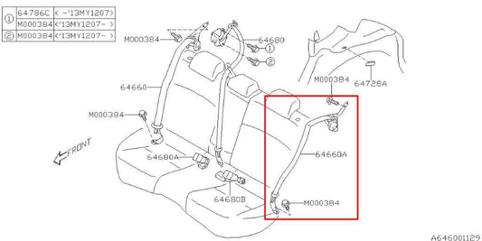 2012-16 Subaru Impreza Sport Premium Rear Left Side 2nd Row Seat Belt Retractor - Alshned Auto Parts