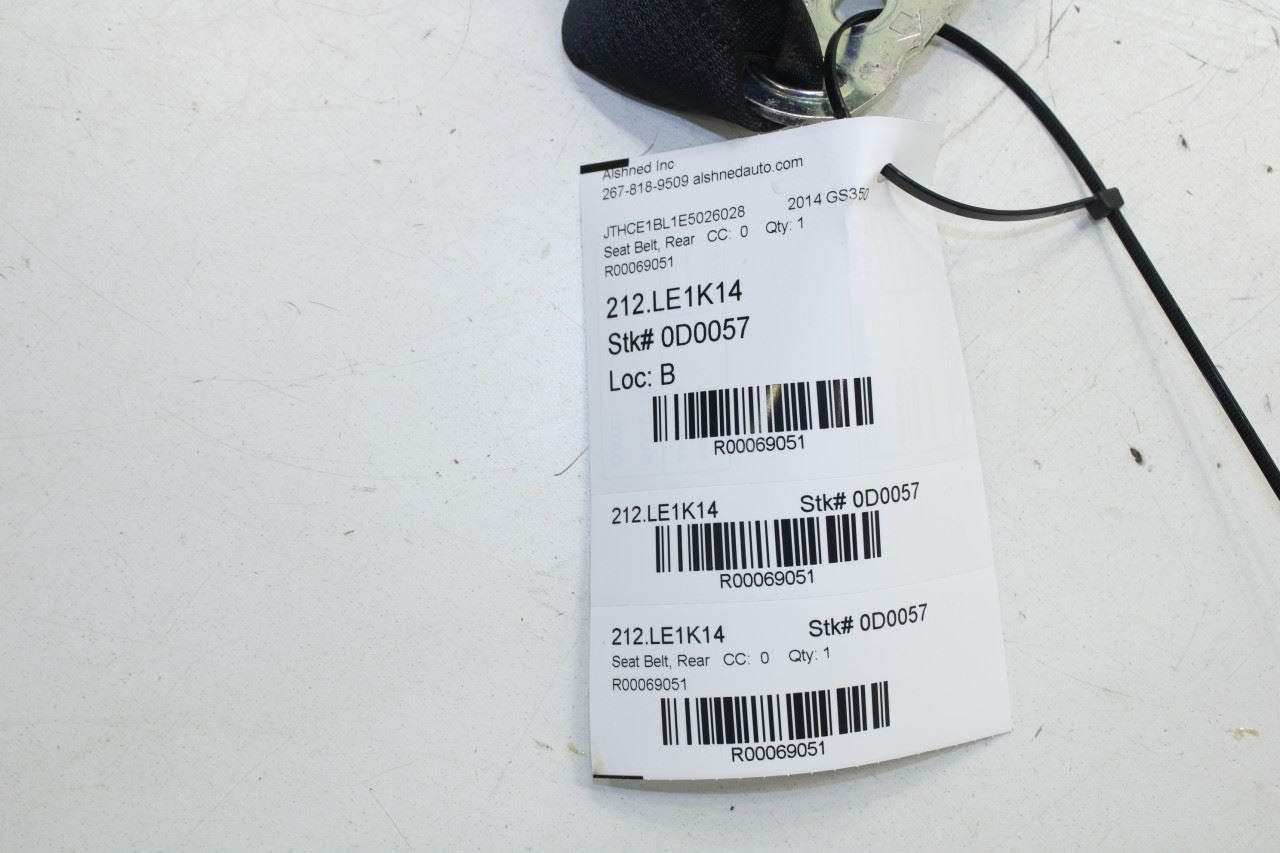 2013-16 Lexus GS350 3.5L AWD Rear Passenger Right Side 2nd Row Seat Belt Buckle - Alshned Auto Parts