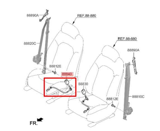 20-22 Hyundai Sonata SE Front Passenger RH Side Seat Belt Buckle 88840-L0000 OEM - Alshned Auto Parts