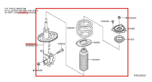 15-17 Nissan Murano Platinum AWD Front Passenger Right Side Shock Strut Absorber - Alshned Auto Parts