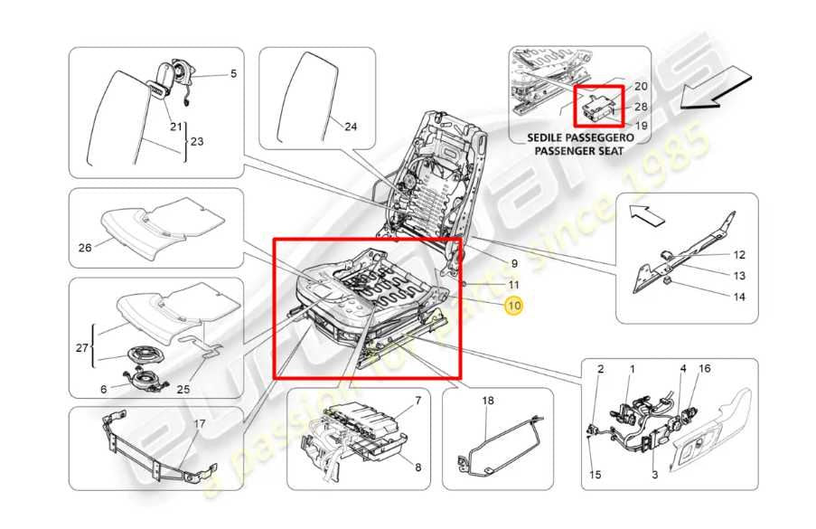 14-20 Maserati Ghibli Front RH Seat Lower Track Frame w/ Heater Module 673002833 - Alshned Auto Parts