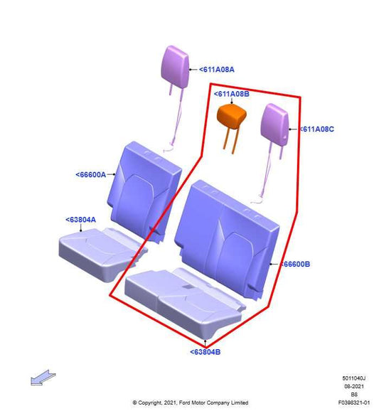 2022-24 Ford Expedition MAX XLT 3.5L Rear Driver Left Side 3rd Row Seat Complete - Alshned Auto Parts