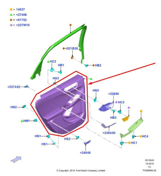 2020-2022 Ford Escape SEL Rear Left Driver Side Door Trim Panel LJ6Z-7827407-BB - Alshned Auto Parts