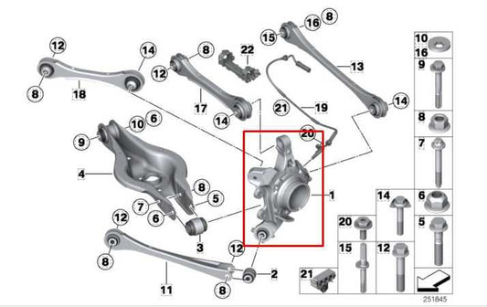 2013-2016 BMW 328I xDrive SULEV Rear Right Side Spindle Knuckle Hub 33326792524 - Alshned Auto Parts