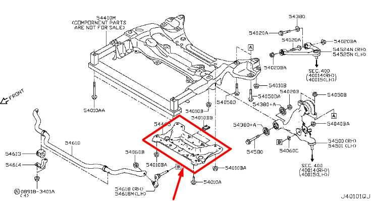 14-24 Infiniti Q50 Premium 3L RWD Front Suspension Crossmember Stay 54465-1EA1B - Alshned Auto Parts