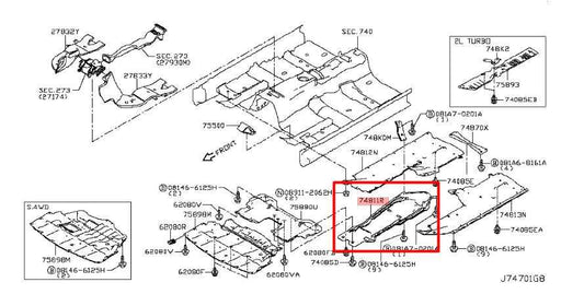 2014-19 Infiniti Q50 Luxe RWD Engine Under Body Frame Splash Shield Cover *ReaD* - Alshned Auto Parts