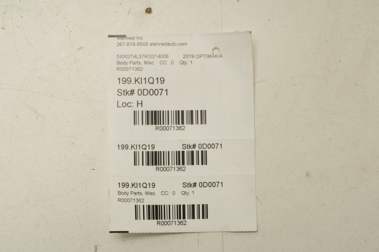 16-20 Kia Optima LX Rear Right Door Run Channel w Belt Weatherstrips 83540-D5000 - Alshned Auto Parts