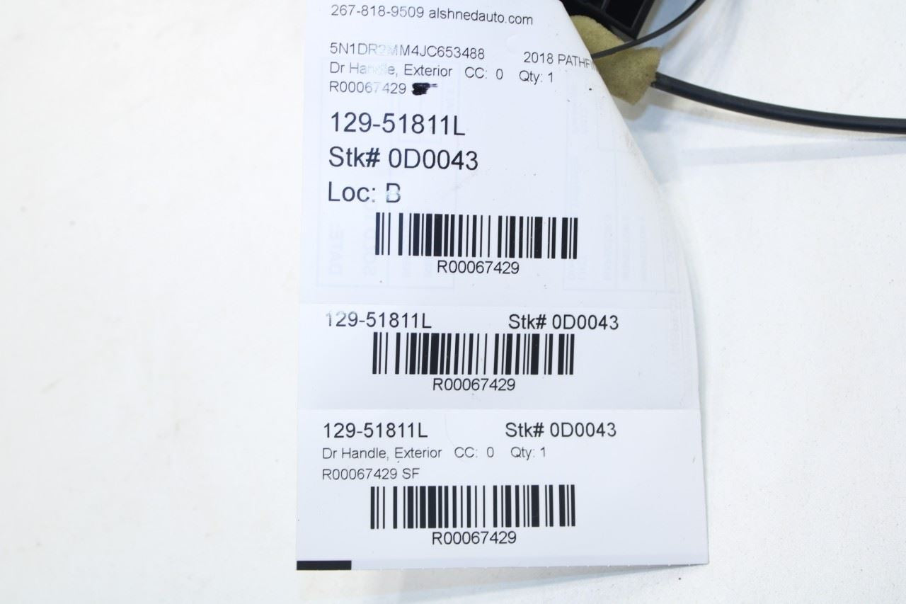 13-20 Nissan Pathfinder SV 3.5L AWD Front Driver Left Side Door Exterior Handle - Alshned Auto Parts