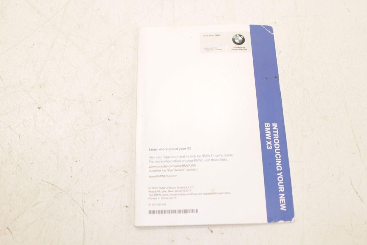 2016 BMW X3 xDrive28i Owners Manual Set with Case R72837 - Alshned Auto Parts