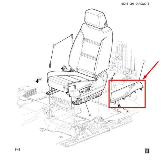 2019-2021 Chevrolet Silverado 1500 FR LH Side Seat Track Cover Trim 84249718 OEM - Alshned Auto Parts