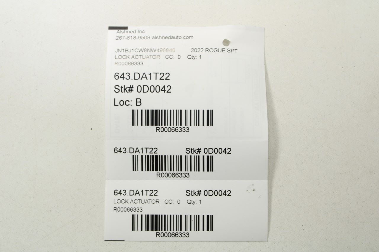 17-22 Nissan Rogue Sport SL AWD Rear Right Door Lock Latch Actuator 82500-6MA0A - Alshned Auto Parts