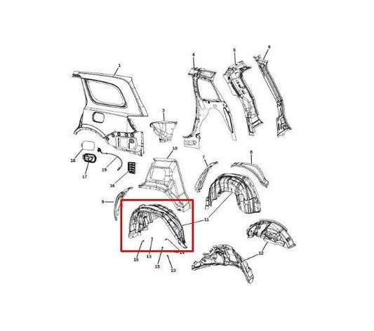 11-2021 Jeep Grand Cherokee Rear Right Wheelhouse Liner Splash Shield 57010710AL - Alshned Auto Parts