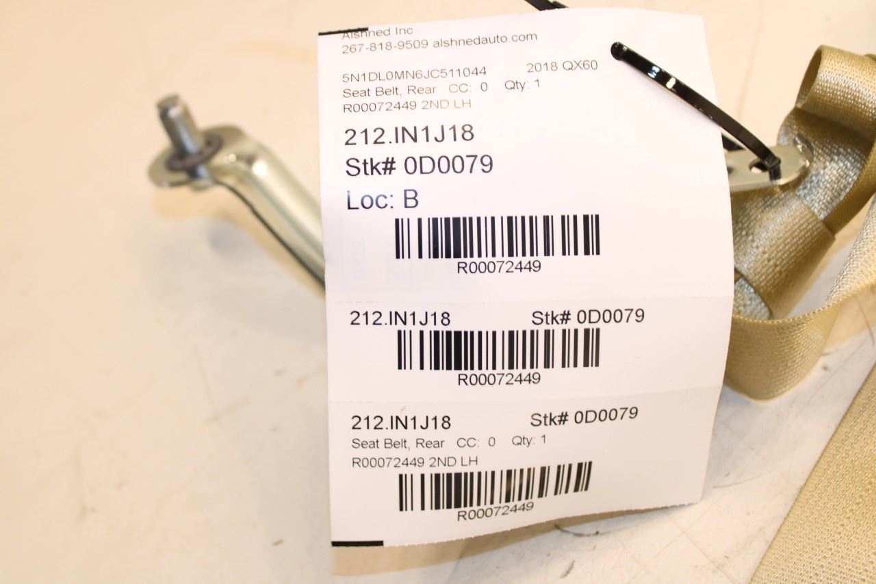 2016-19 Infiniti QX60 3.5L FWD Rear Driver Left Side 2nd Row Seat Belt Retractor - Alshned Auto Parts