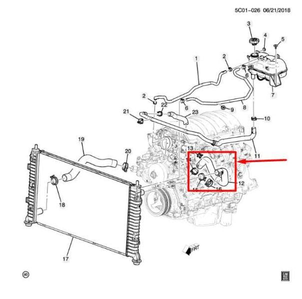 19-23 Chevy Silverado 1500 Engine Radiator Coolant Inlet Upper Hose 84393933 OEM - Alshned Auto Parts