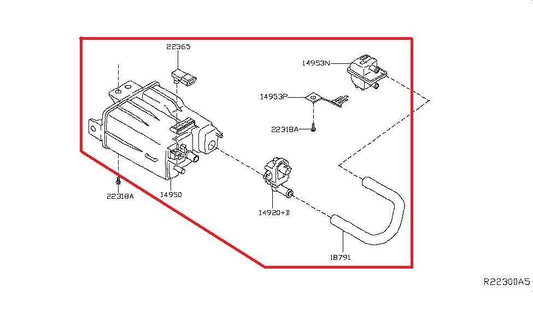 2014-20 Infiniti QX60 3.5L Fuel Vapor Evaporative Emission Canister 14950-9NF0A - Alshned Auto Parts