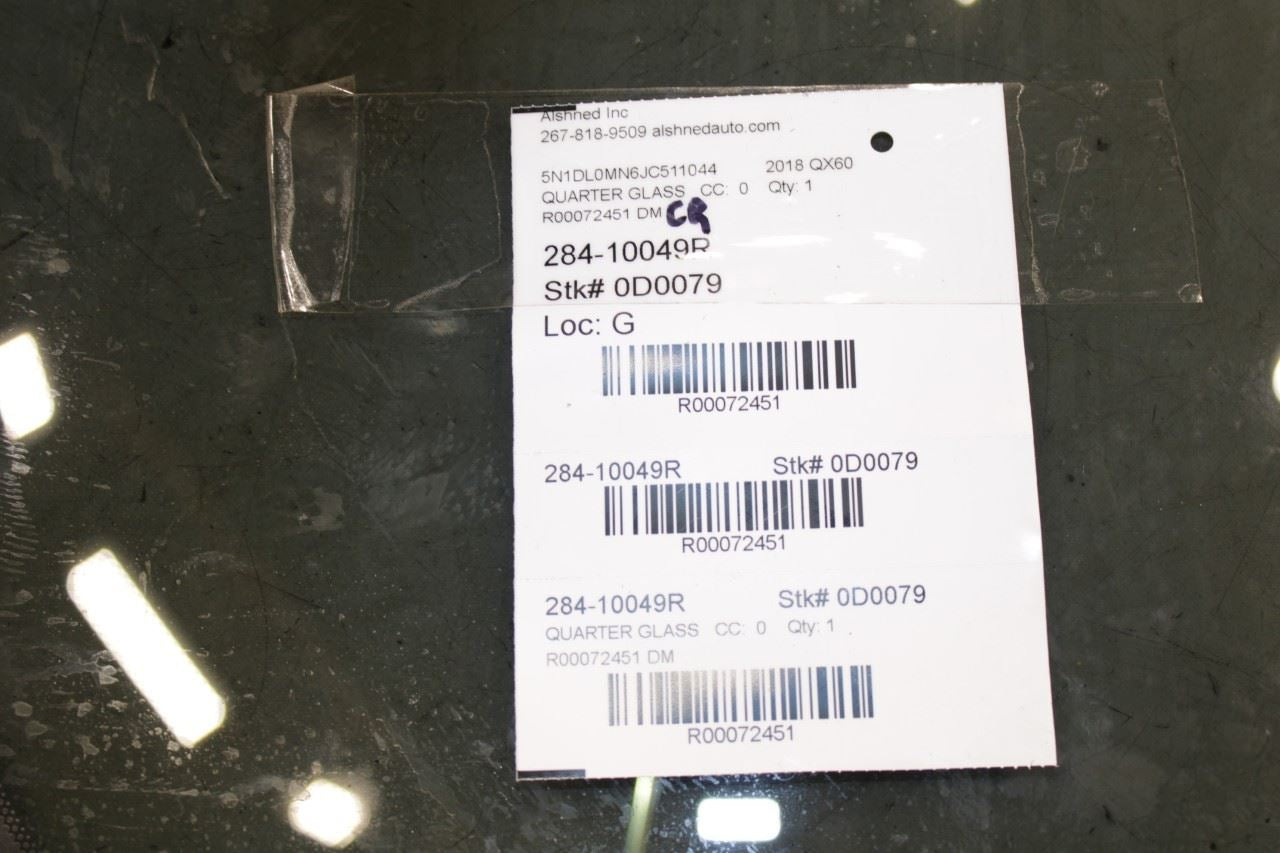 2014-2020 Infiniti QX60 Rear Right Side Quarter Window Glass 83300-9NP0A *ReaD* - Alshned Auto Parts