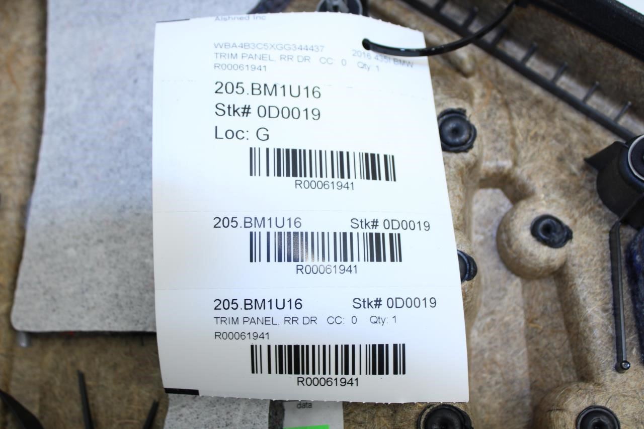 2015-2016 BMW 435i Gran Coupe xDrive Rear Left Door Trim Panel 51-42-7-346-291 - Alshned Auto Parts