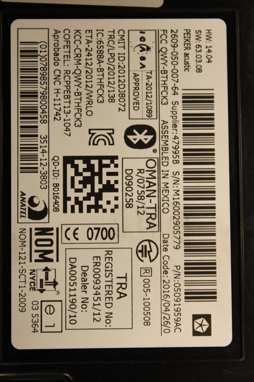 11-2017 Jeep Patriot Sport SE Telematics Communication Control Module 5091959AC - Alshned Auto Parts