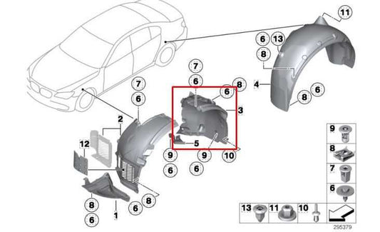 2010-2015 BMW 750I xDrive Front Right Side Fender Liner Rearward 51717185160 OEM - Alshned Auto Parts