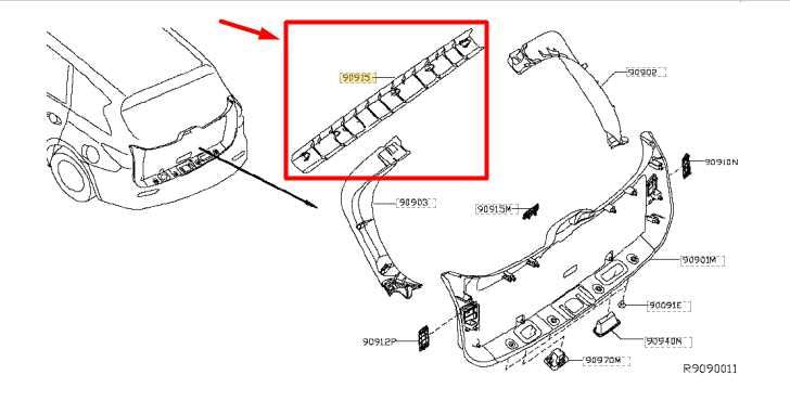 2013-2020 Nissan Pathfinder Liftgate Upper Finisher Trim Panel 90900-3KA0A OEM - Alshned Auto Parts