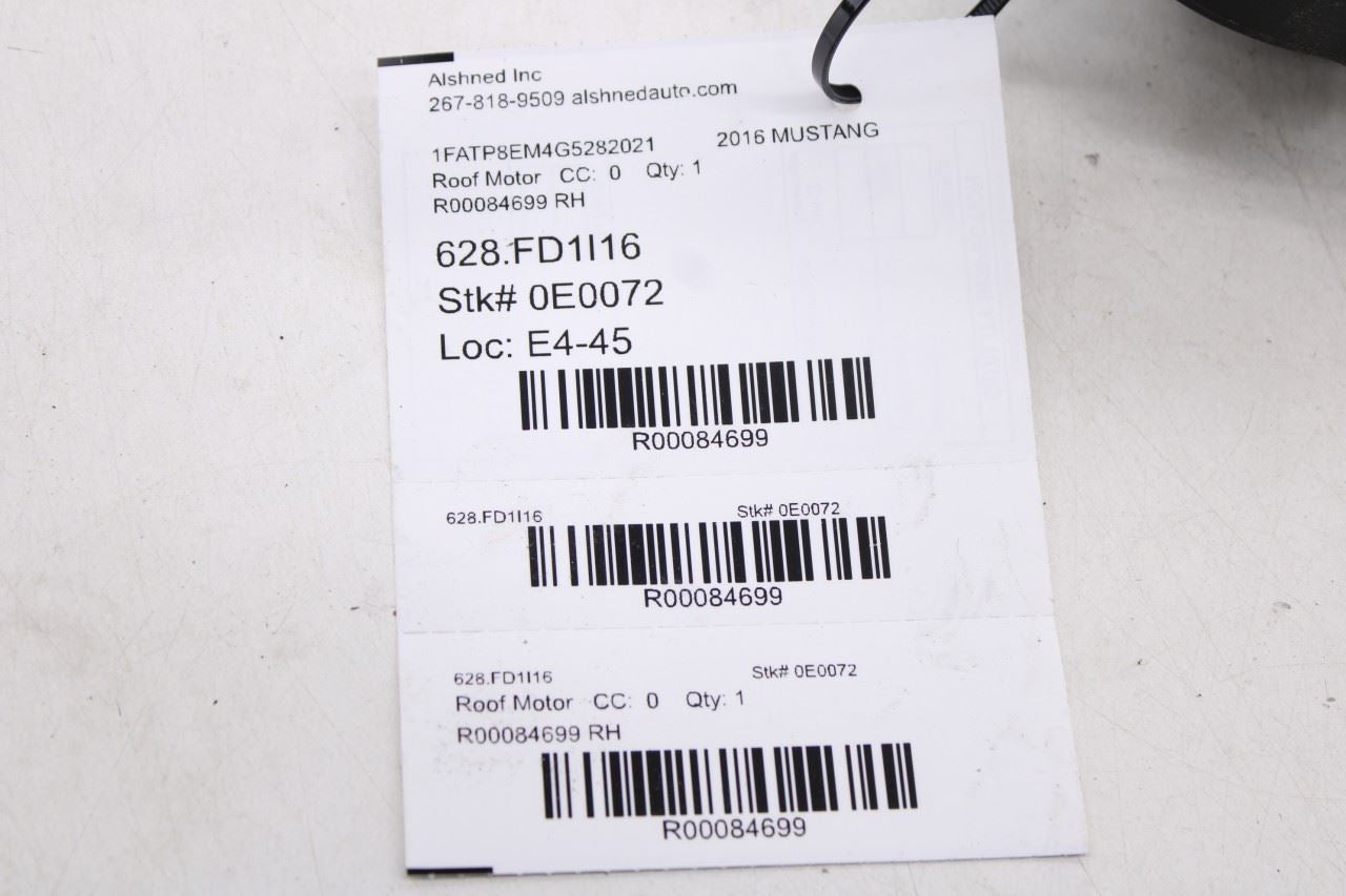 2015-2023 Ford Mustang Conv V6 Rear RH or LH Folding Roof Motor FR3B-76533A24-AD13