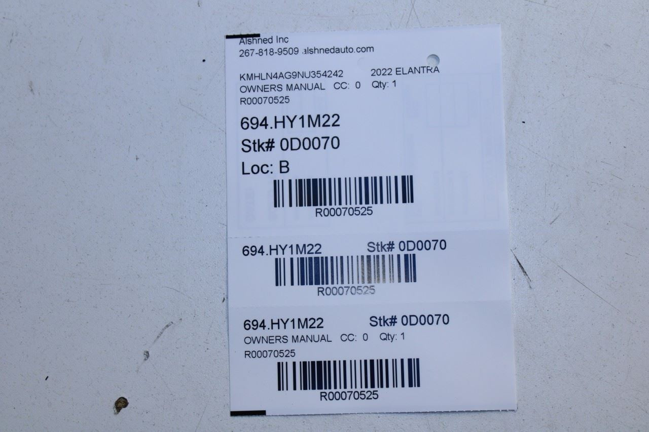 2022 Hyundai Elantra SEL Owners Manual Set NOAO-EU231 OEM - Alshned Auto Parts