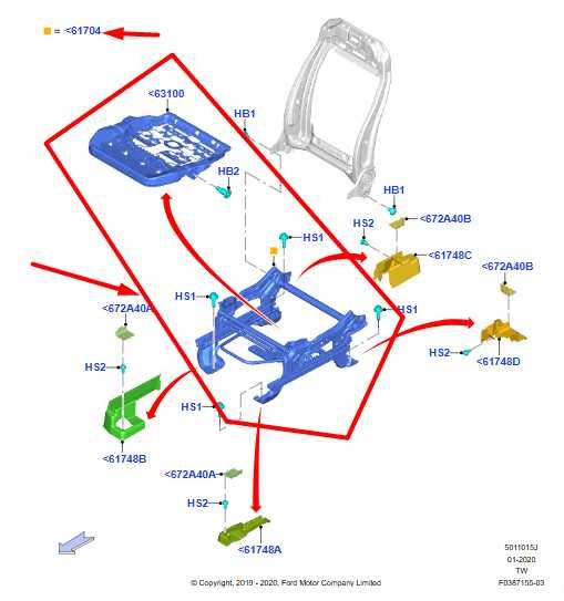 2020-24 Ford Explorer Front Right Side Seat Lower Track Frame L1MZ-9961704-A OEM - Alshned Auto Parts