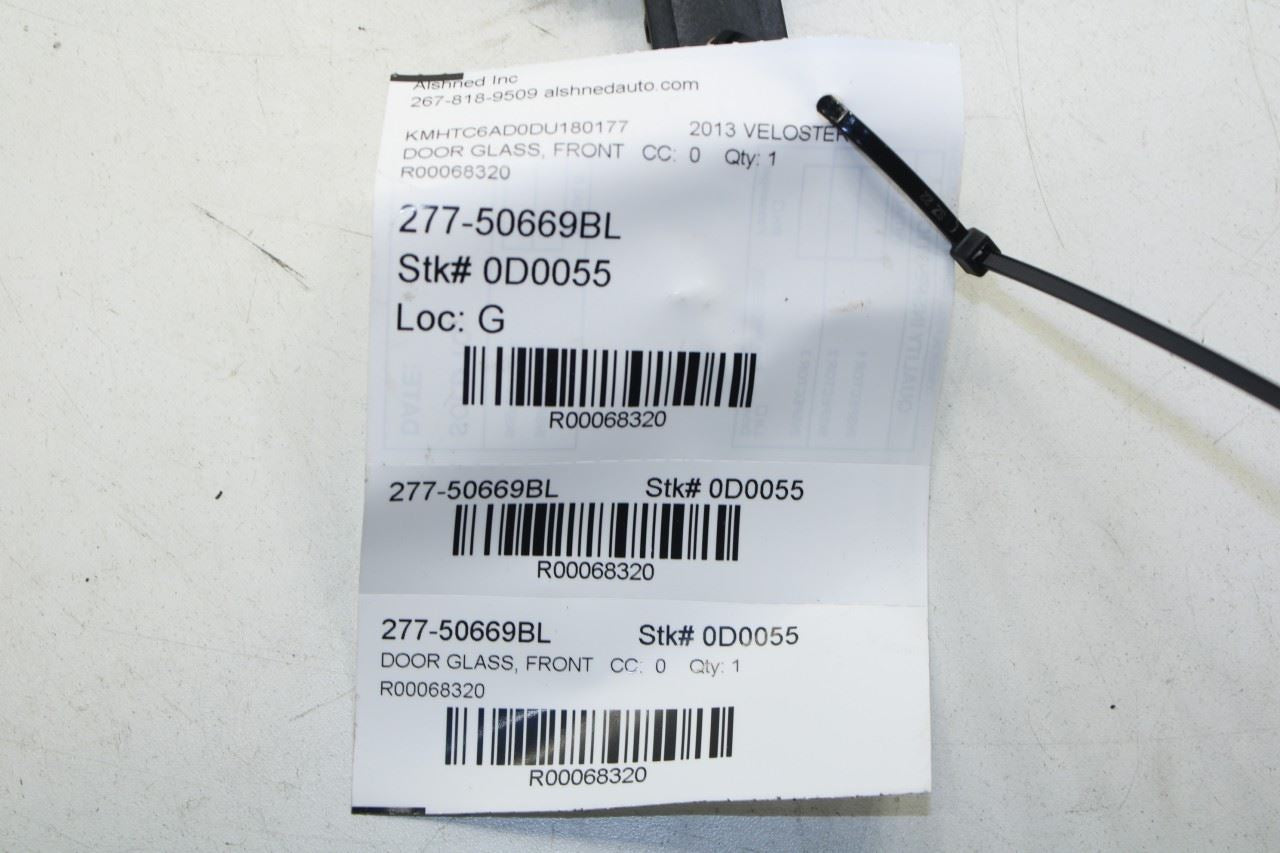 2011-2017 Hyundai Veloster Base Front Left Door Window Glass 82411-2V000 OEM - Alshned Auto Parts