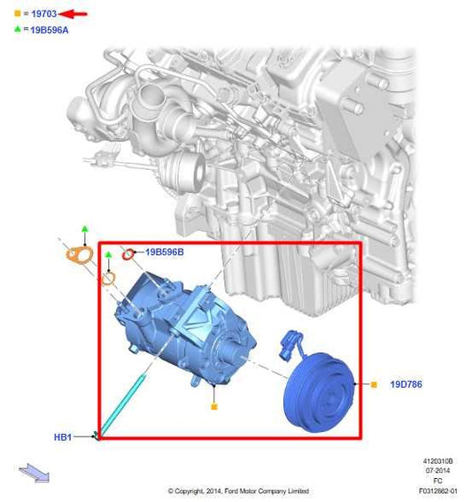 2018-2020 Ford F150 2.7L 4WD AC Turbo Compressor Assembly JL3H-19D629-MD OEM - Alshned Auto Parts