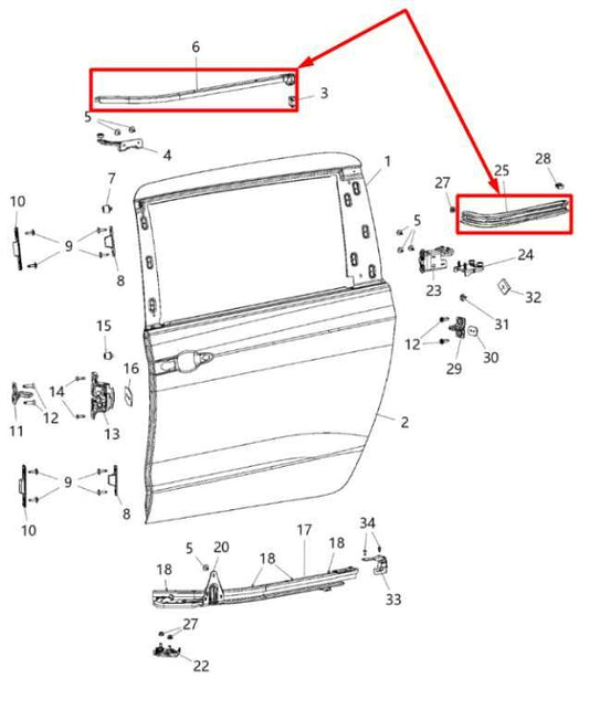 2017-26 Chrysler Pacifica Limited Rear Right Sliding Door Upper and Center Track - Alshned Auto Parts