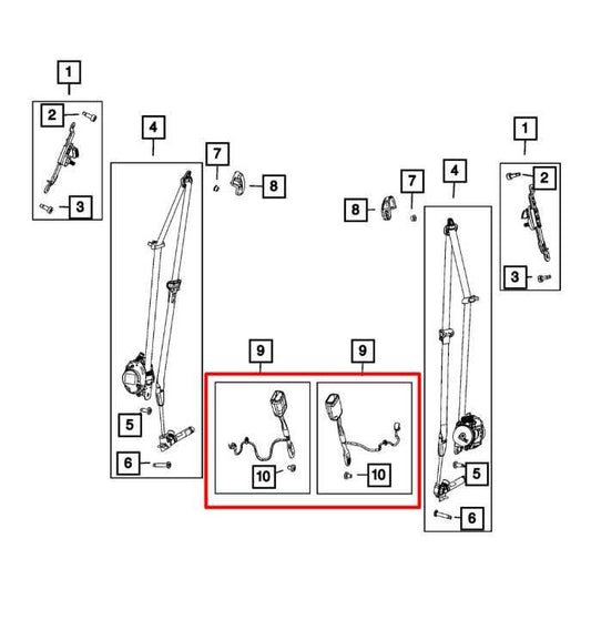 18-23 Jeep Compass Latitude Front Left or Right Seat Belt Buckle 5SV08DX9AD OEM - Alshned Auto Parts