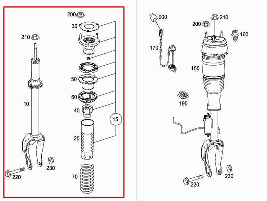 2012-15 Mercedes-Benz ML350 3.5L RWD Front Passenger Right Shock Strut Absorber - Alshned Auto Parts