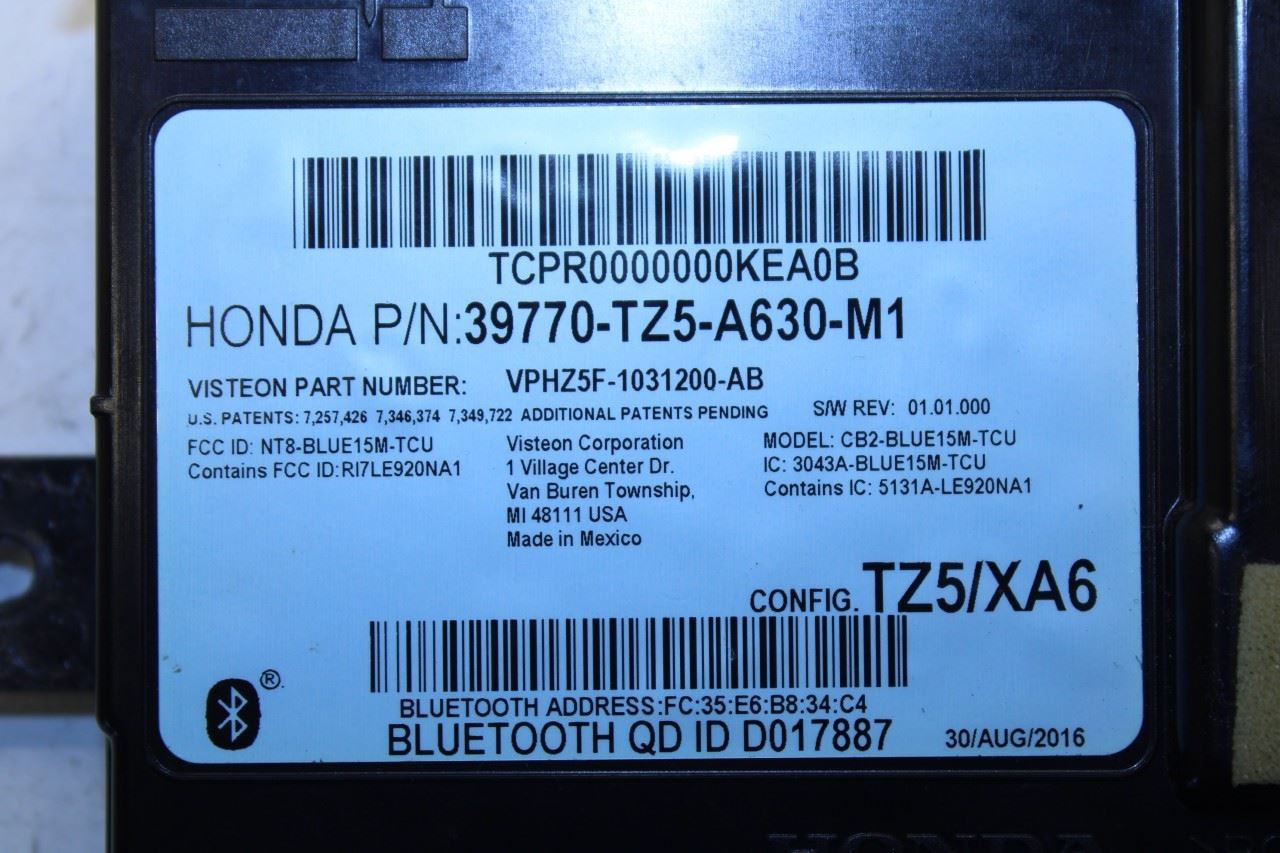 2016-2017 Acura MDX Advance Bluetooth Telematics Control Module 39770-TZ5-A630 - Alshned Auto Parts