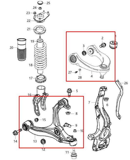 2011-2015 Dodge Durango SXT AWD Front Right Side Upper and Lower Control Arm Set - Alshned Auto Parts