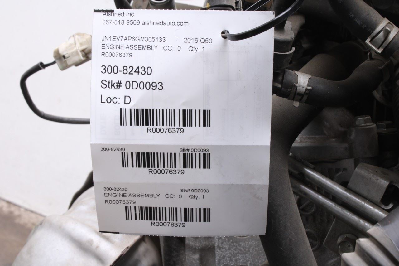 2016 Infiniti Q50 Premium 3L RWD Engine Motor VIN E 4th dgt VR30DDTT 300HP 148K - Alshned Auto Parts