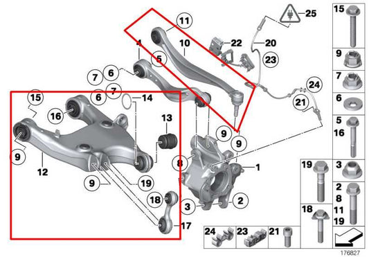 10-15 BMW 750Li xDrive AWD Rear Right Suspension Upper and Lower Control Arm Set - Alshned Auto Parts