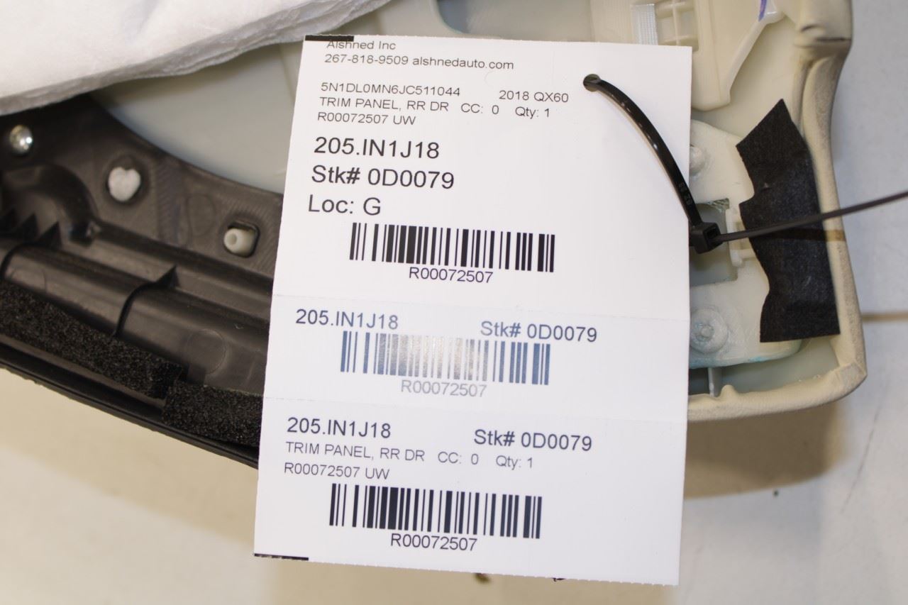 2016-2020 Infiniti QX60 Rear Left Driver Side Door Trim Panel 829A1-9NF0D OEM - Alshned Auto Parts