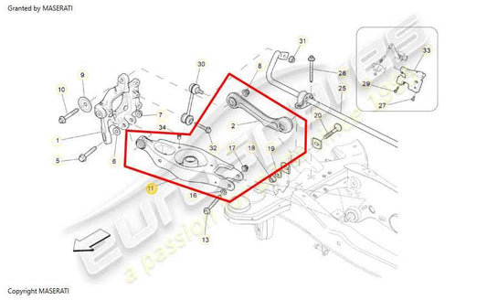 2014-21 Maserati Ghibli S Q4 AWD Rear Suspension Right Side Control Arm Set of 5 - Alshned Auto Parts